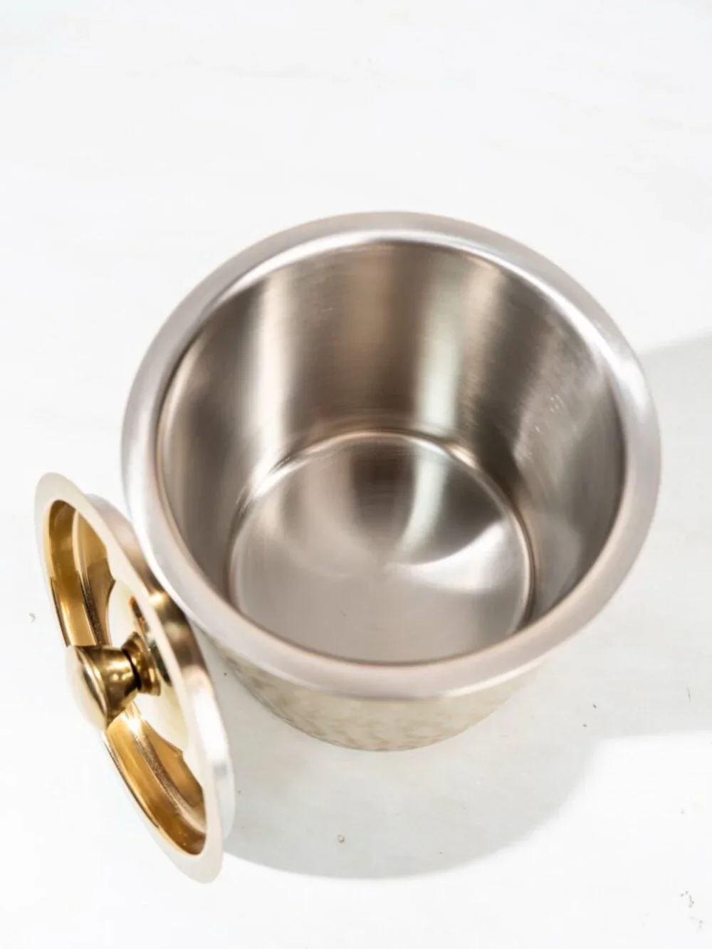 Gold Hammered Metal Insulated Ice Bucket
